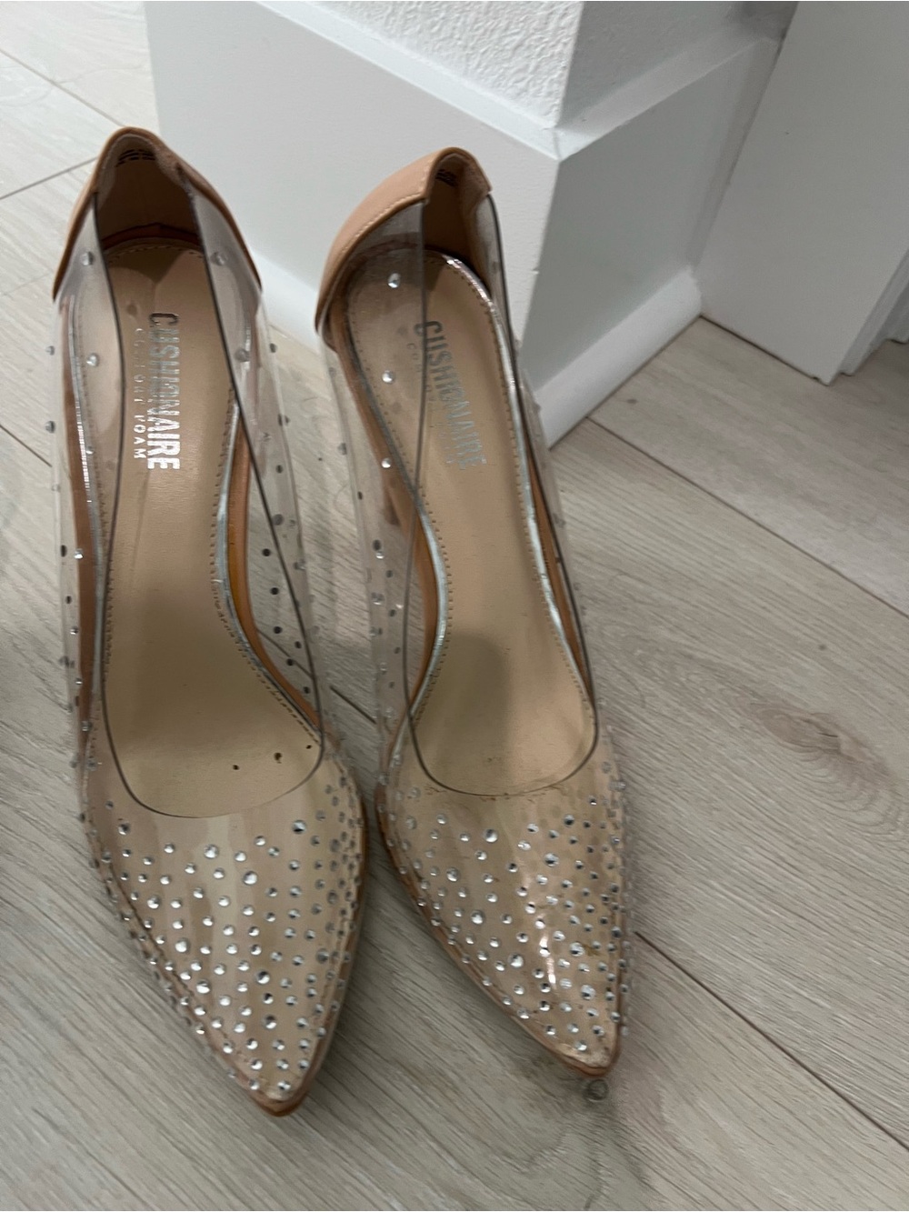 Giuseppe Zanotti Nude Clear PVC Pointed Pumps with Crystal Studs